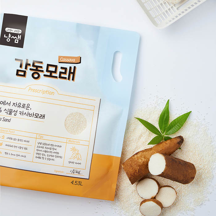 냥쌤 감동모래 카사바 (1ea/3ea) 친환경 먼지없는 고양이 모래 4.53L, 3개 - 상세 이미지 2