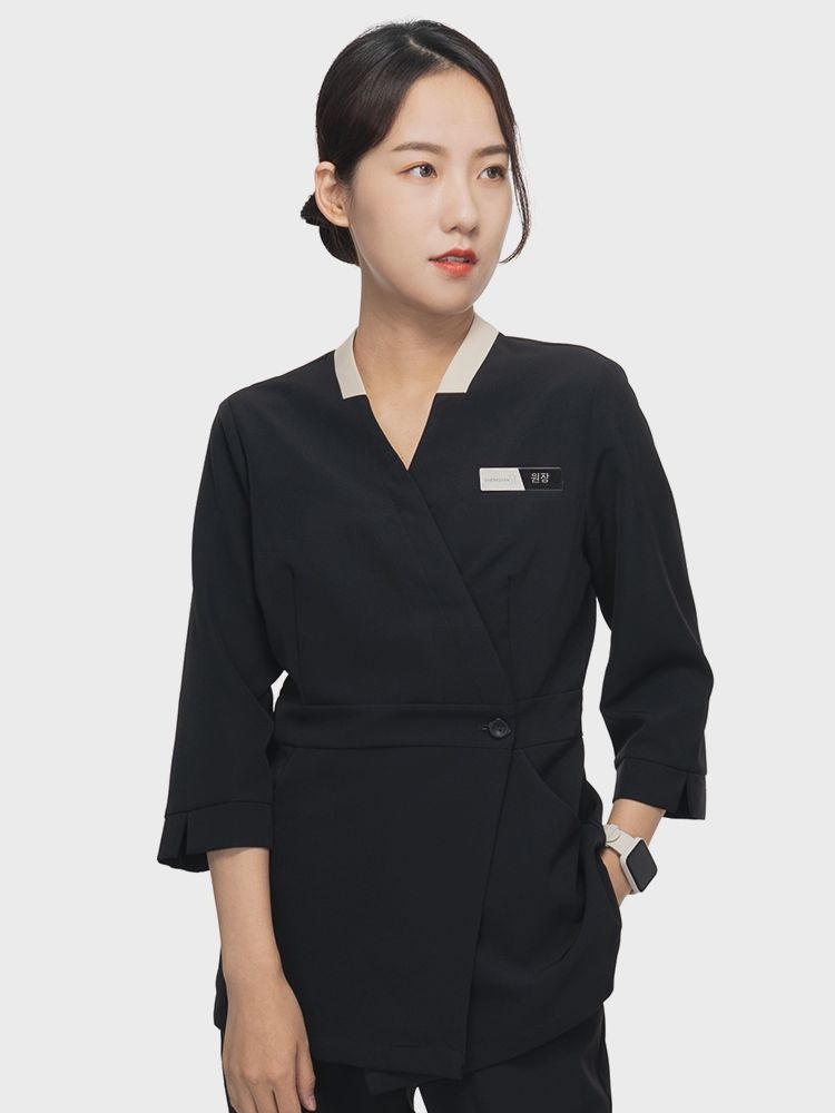 뷰티샵 에스테틱 관리사 가운 미용사 근무복 빅사이즈 유니폼 - 상세 이미지 2
