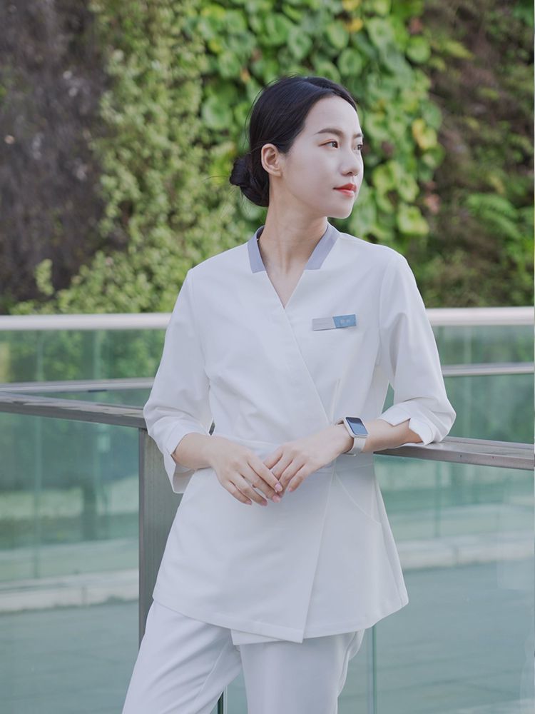 뷰티샵 에스테틱 관리사 가운 미용사 근무복 빅사이즈 유니폼 - 상세 이미지 3