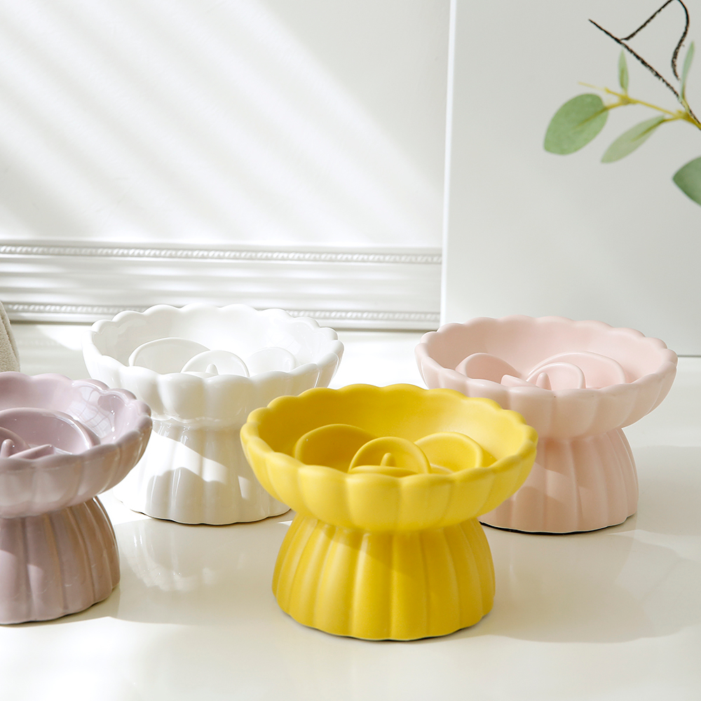 급체방지 슬로우 도자기 높이 밥그릇 사료 애견 고양이 강아지 대형견 중형견 소형견