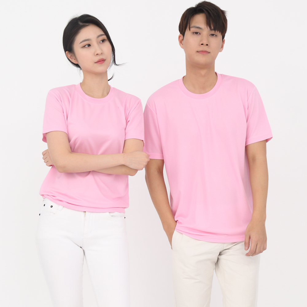 (16color)쿨론기능성연핑크라운드 반팔티셔츠 식당 업소가게티 주방위생복 홀서빙복 - 상세 이미지 4