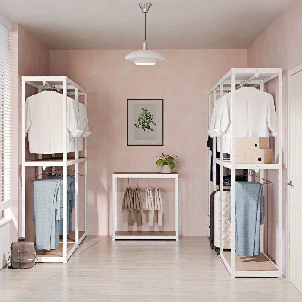 랙셈블 시스템행거 맞춤형 철제 조립식 드레스룸 옷걸이 옷장 오픈형 ㄷ자형 A타입