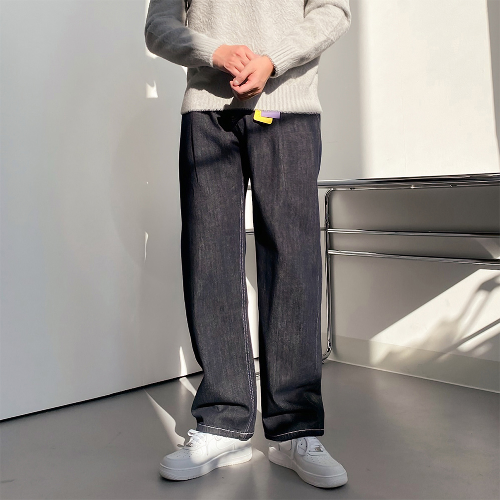 1+1 남자기모청바지 생지데님 블랙진 - 상세 이미지 3