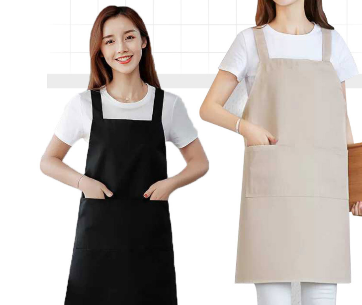 주방앞치마 H형 민자 방수 무지 포켓 식당 카페 공방 요리 베이킹 앞치마 - 상품 이미지