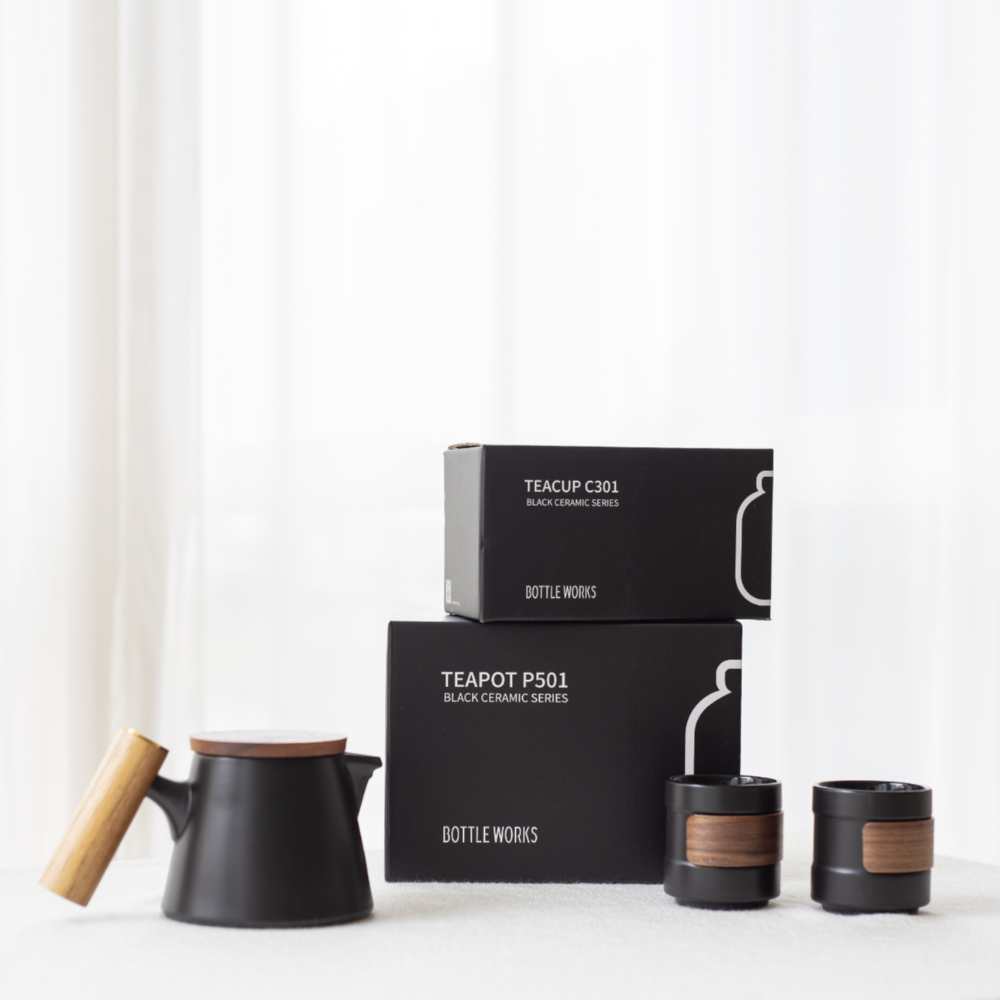 보틀웍스 블랙세라믹시리즈 티팟&티컵 세트