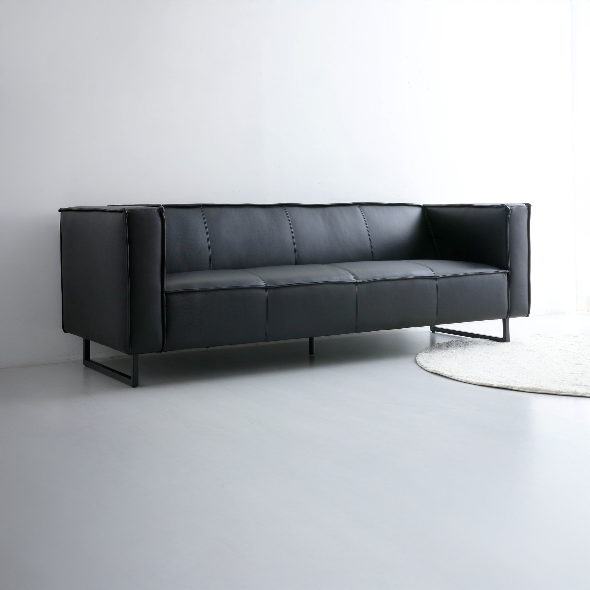 MATTONI 3인 이태리 가죽소파 리치블랙 9651.8494