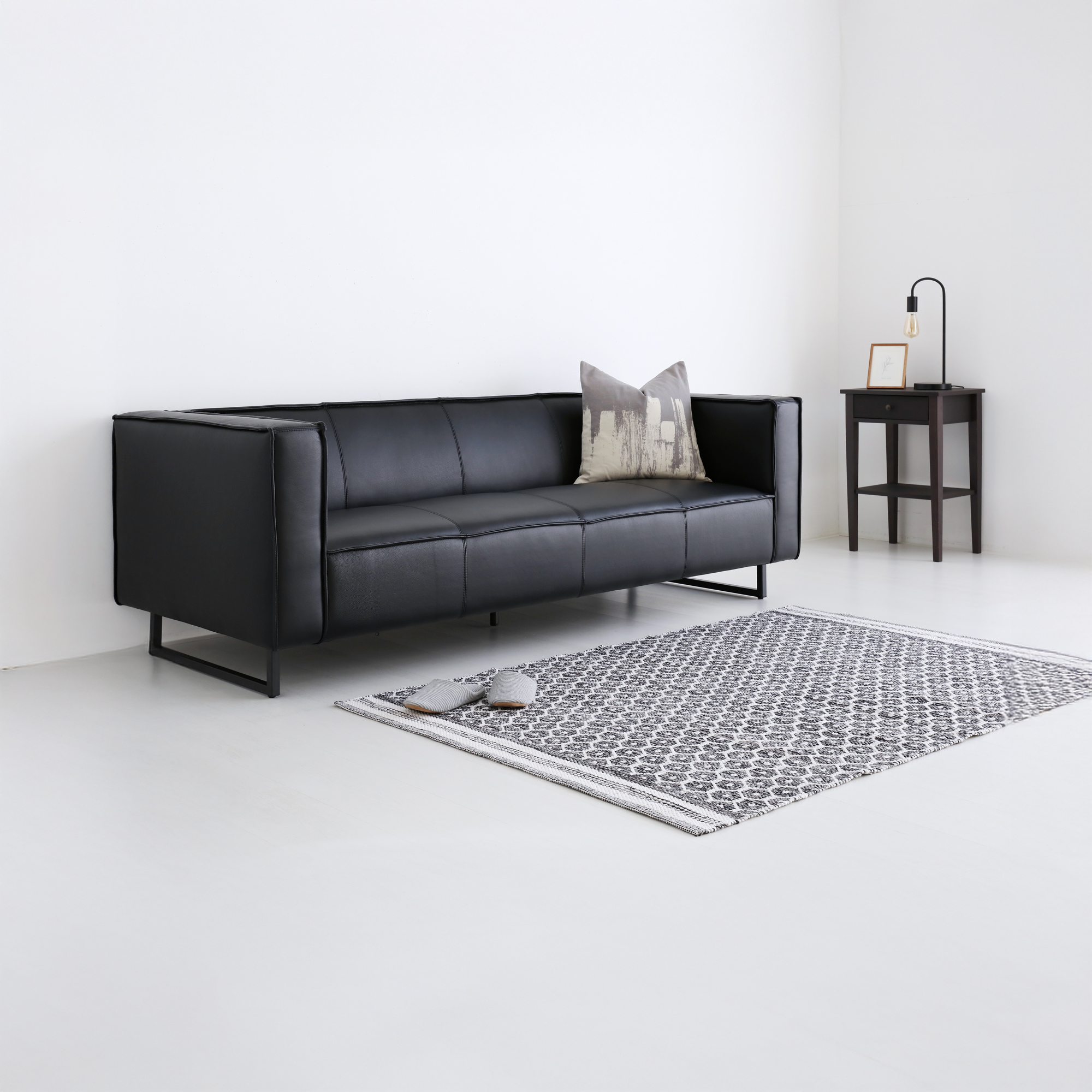 MATTONI 3인 이태리 가죽소파 리치블랙 9651.8494