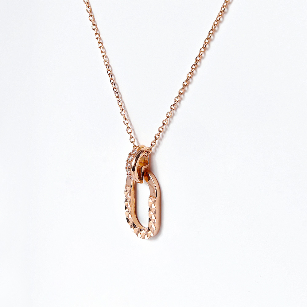 트위 큐빅 라운드 커팅 딸랑이 펜던트 목걸이 기념일 여자 친구 선물 14K 18K - 상세 이미지 3