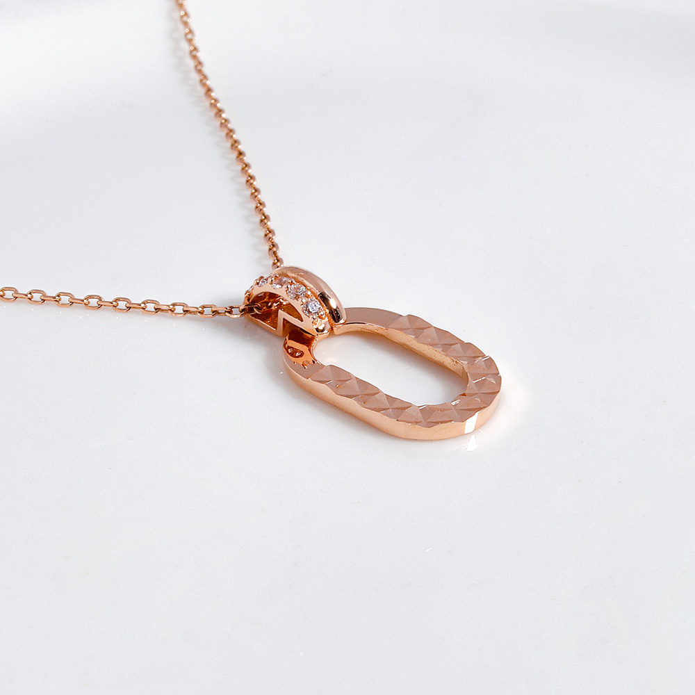 트위 큐빅 라운드 커팅 딸랑이 펜던트 목걸이 기념일 여자 친구 선물 14K 18K - 상세 이미지 4