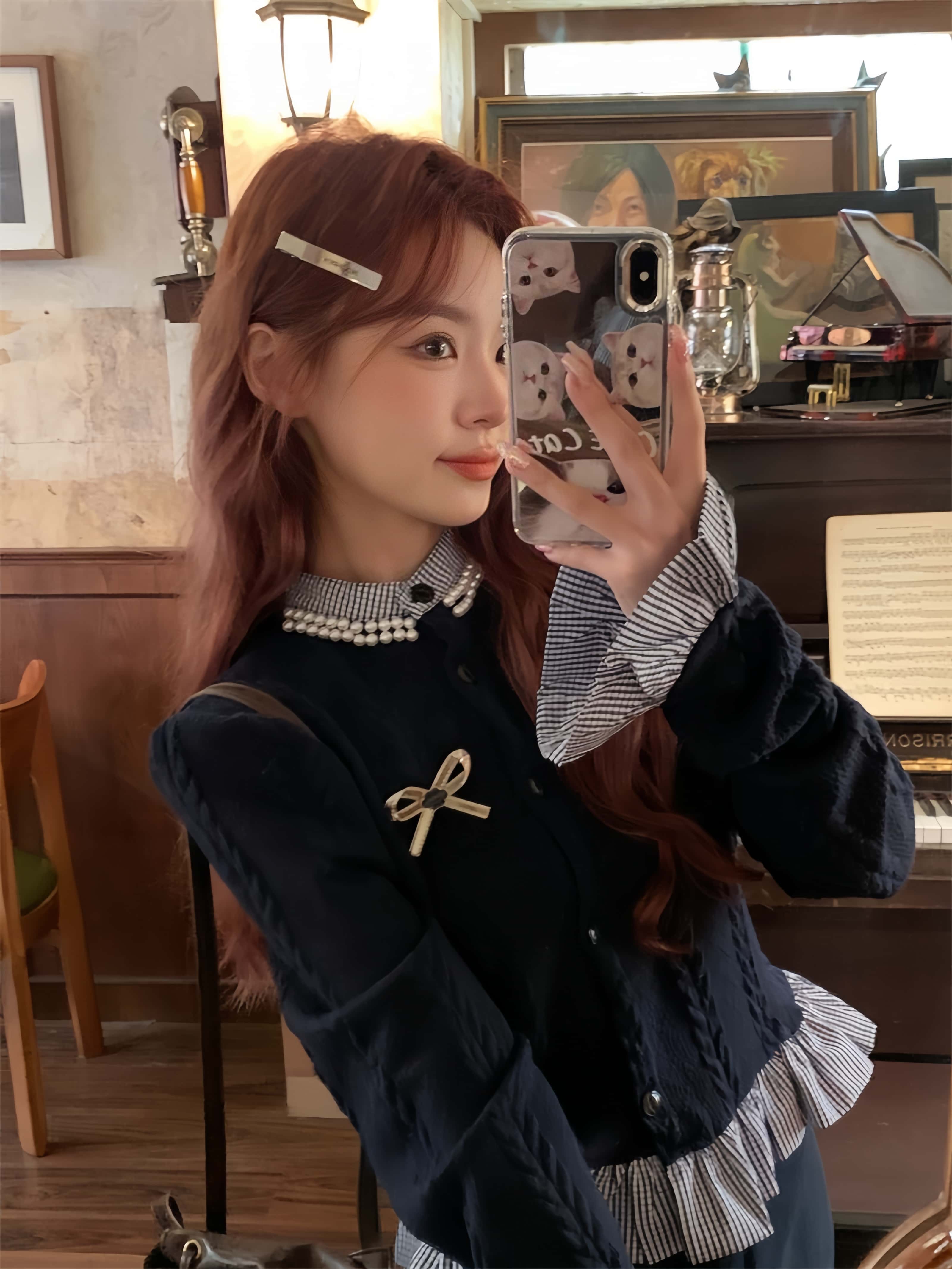 스쿨룩 레이어드 니트티 정장 스커트 투피스 - 상세 이미지 2