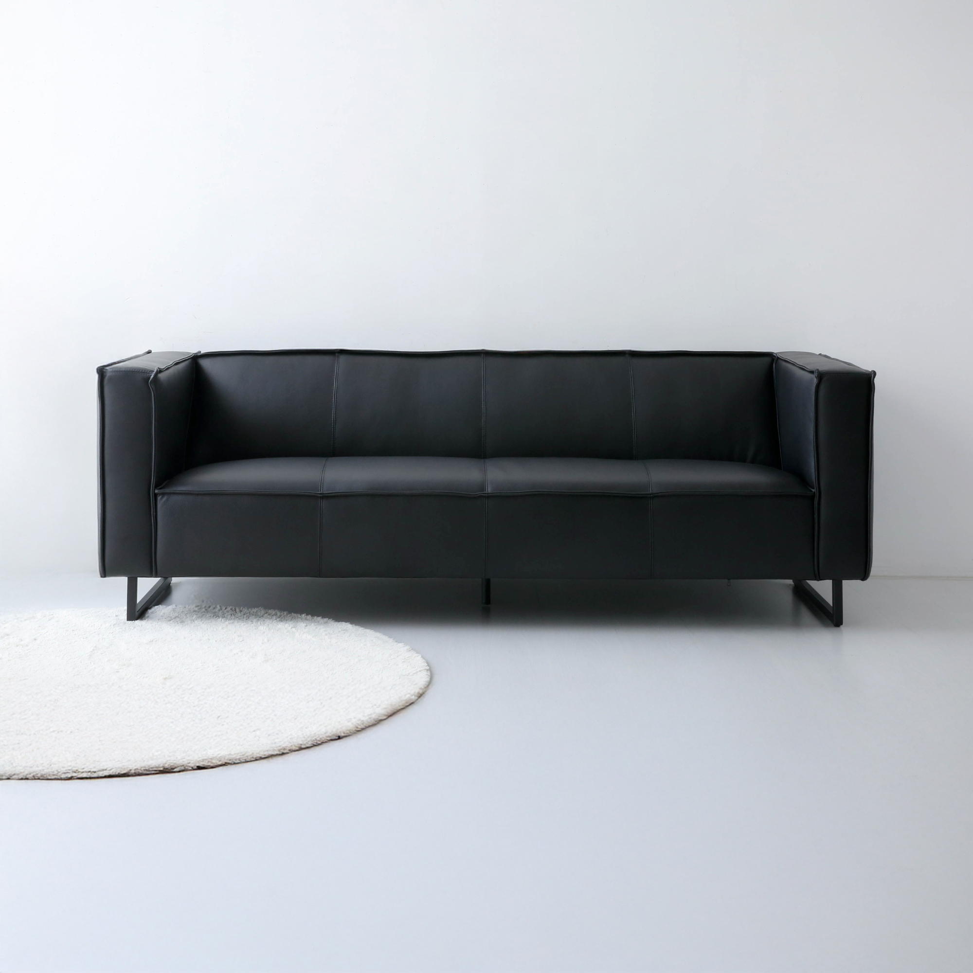 MATTONI 3인 이태리 가죽소파 리치블랙 9651.8494