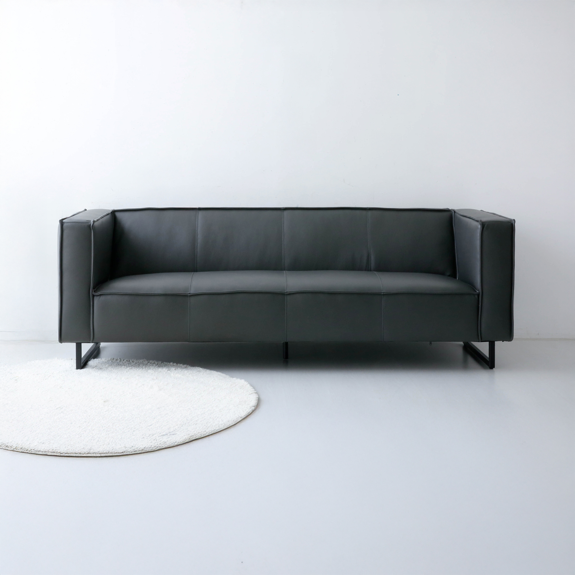 MATTONI 3인 이태리 가죽소파 건메탈 3950.0090