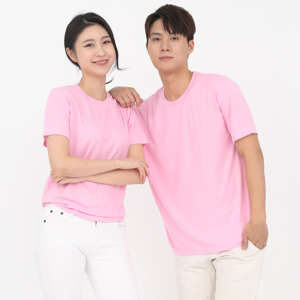 (16color)쿨론기능성연핑크라운드 반팔티셔츠 식당 업소가게티 주방위생복 홀서빙복 - 상세 이미지 2