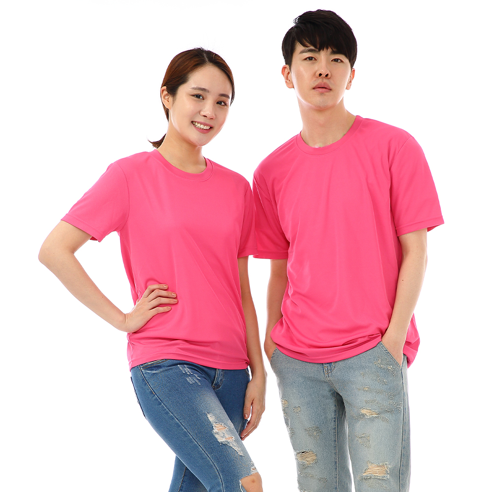 (16color)쿨론기능성핫핑크라운드 반팔티셔츠 식당 업소가게티 주방위생복 홀서빙복 이미지 6
