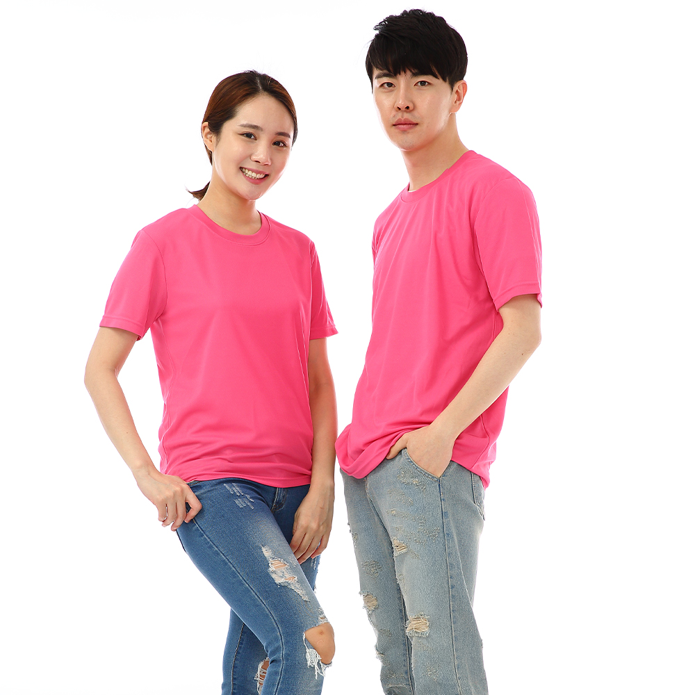 (16color)쿨론기능성핫핑크라운드 반팔티셔츠 식당 업소가게티 주방위생복 홀서빙복 - 상세 이미지 2