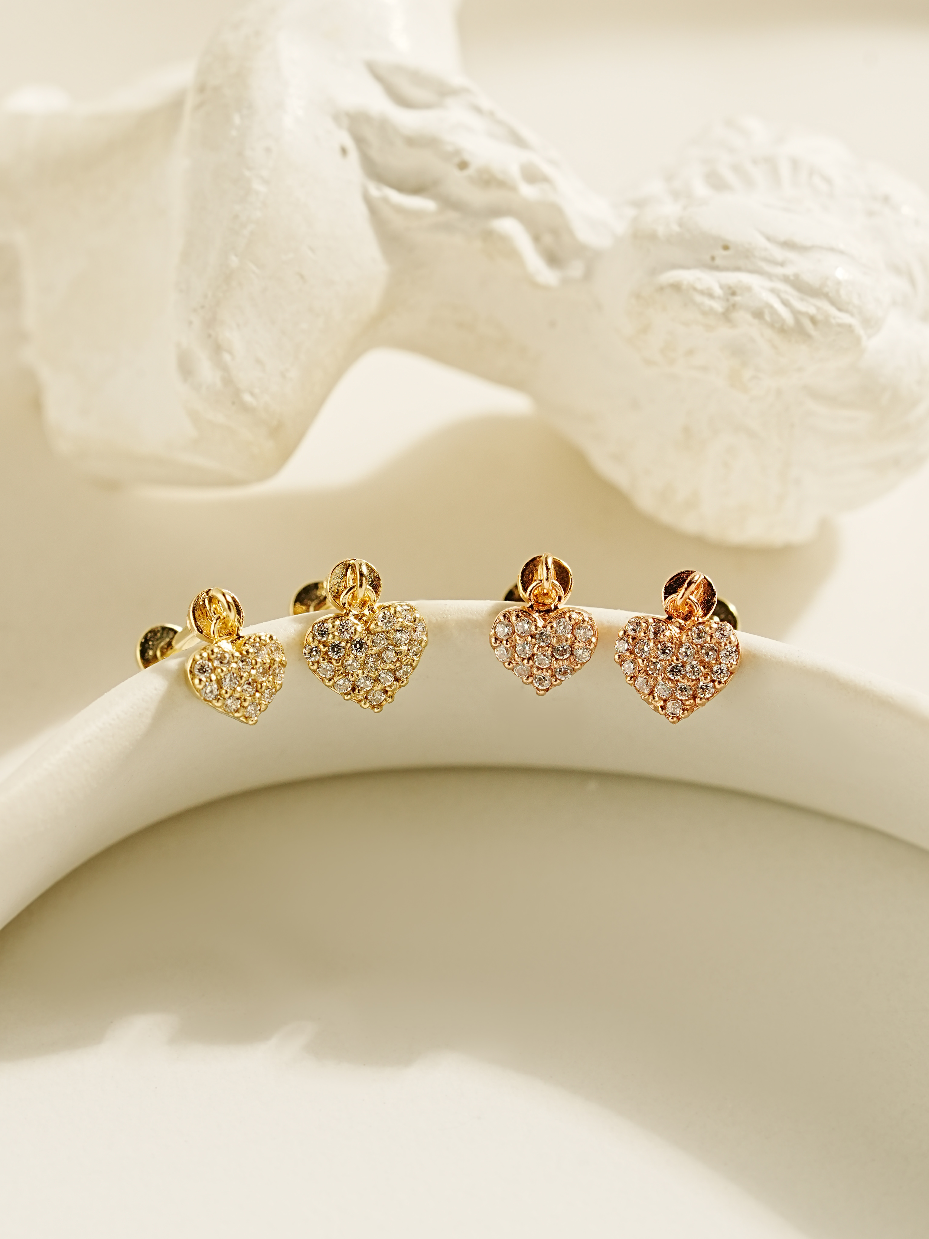 [0.8mm]14K 인터널 큐빅 하트 드롭 라블렛 피어싱 귀걸이 - 상세 이미지 5
