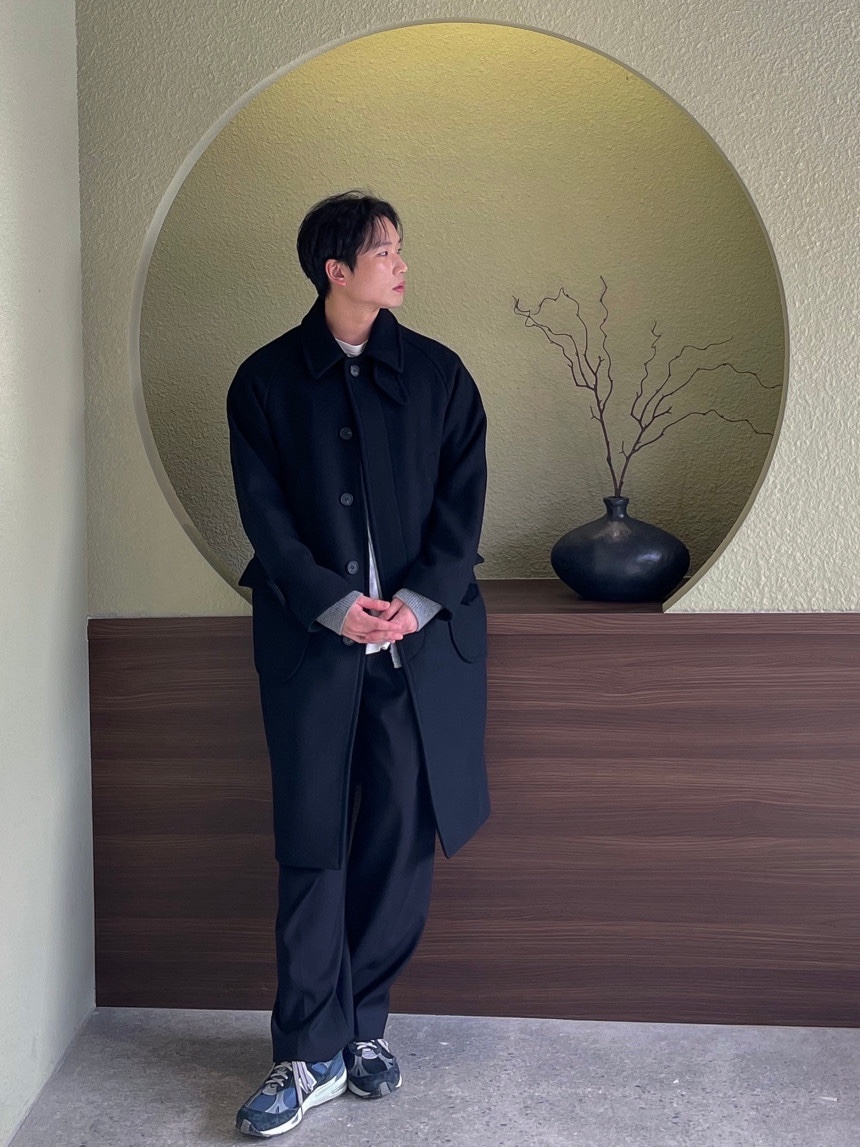 런 빅포켓 울 발마칸 코트 / 남자 겨울 오버핏 루즈핏 블랙 롱코트 이미지 2