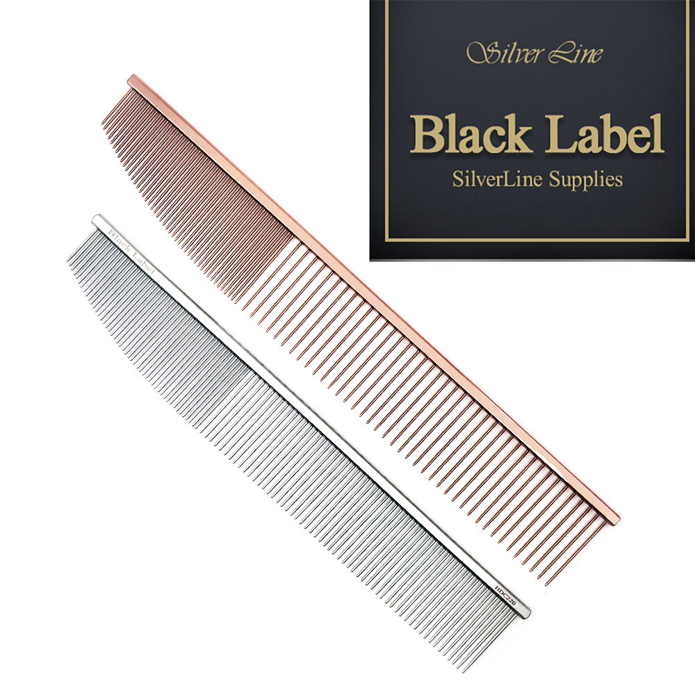 실버라인펫 블랙라벨 듀얼콤 강아지빗 얼굴 몸통 저자극핀 그루밍 케어 애견 눈꼽 빗 제품 이미지