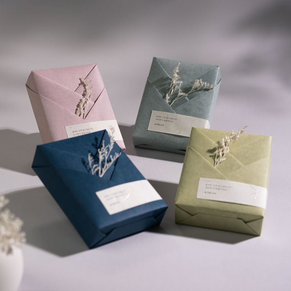 결혼식 답례품 회사 조문 선물용 홀리넨 선물  D1 단아 블루 15답례(커피1개, 쿠키5개)