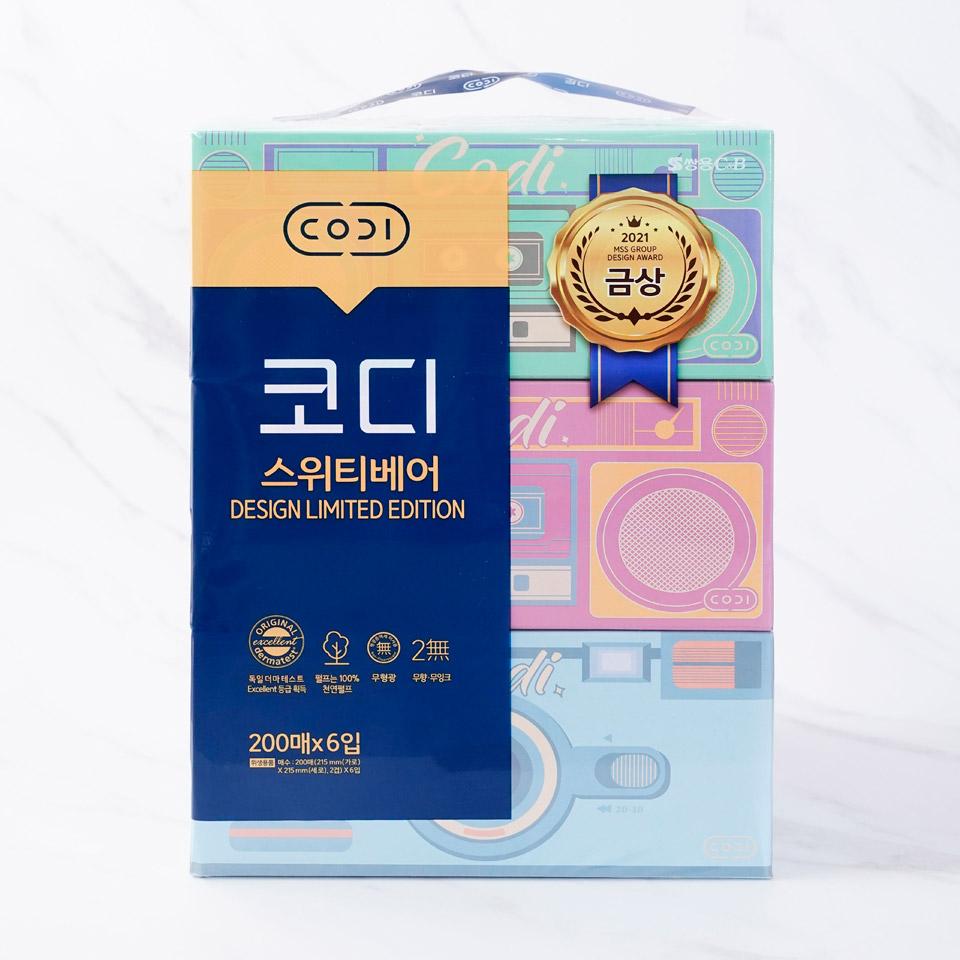 메가마트 쌍용 코디 스위티베어 미용 티슈 200x6
