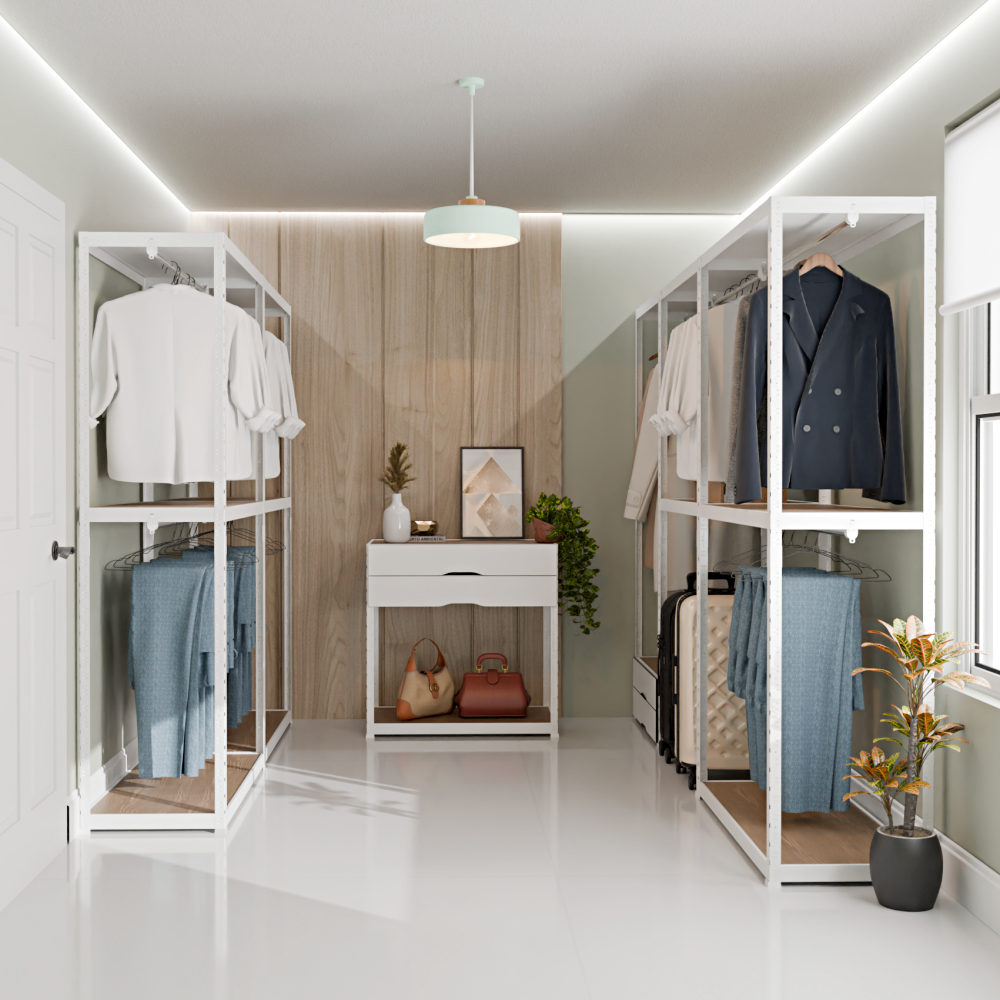 랙셈블 시스템행거 철제 조립식 드레스룸 옷걸이 옷장 오픈형 스탠드 행거 ㄷ자형 C타입