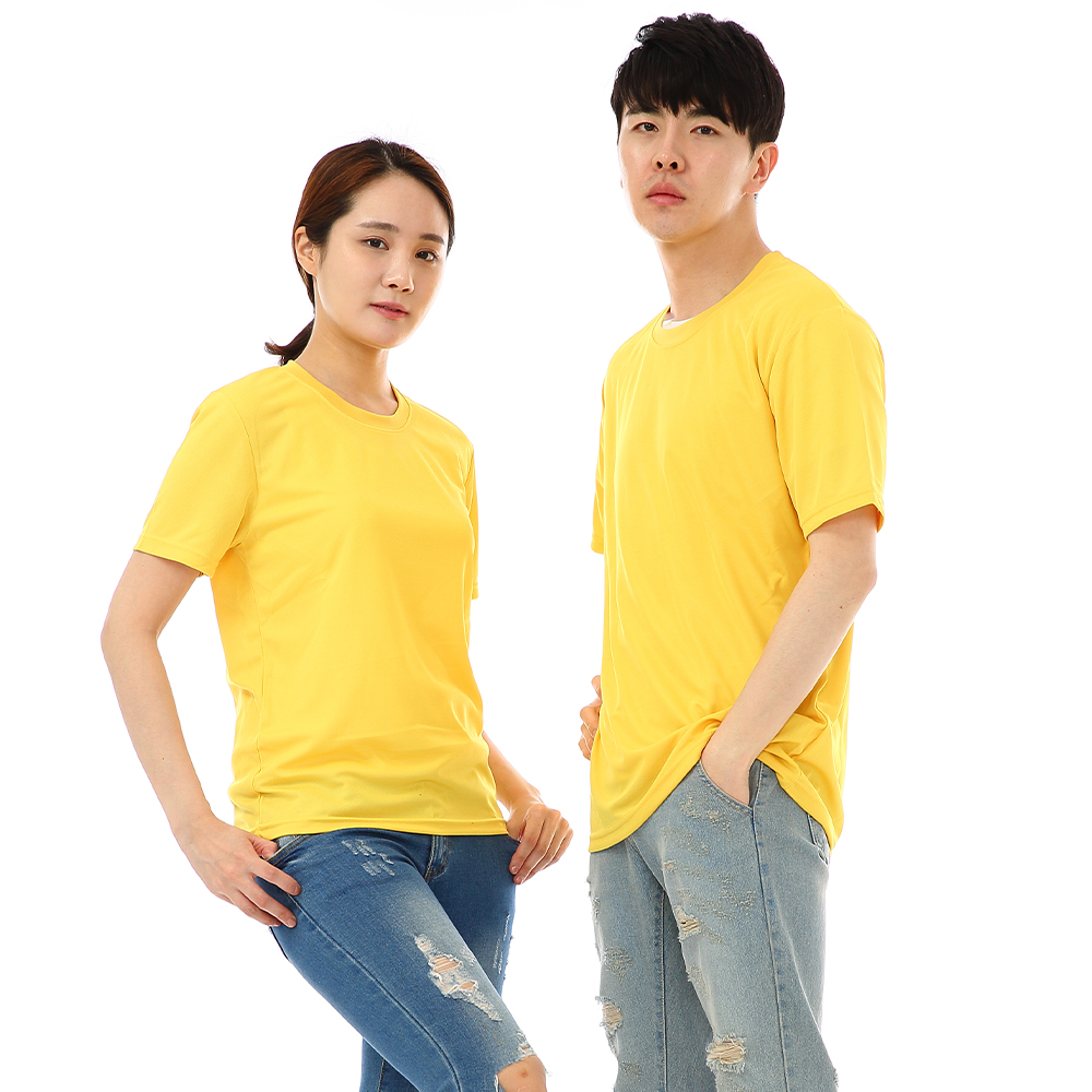 (16color)쿨론기능성노랑라운드 반팔티셔츠 식당 업소가게티 주방위생복 홀서빙복 - 상품 이미지
