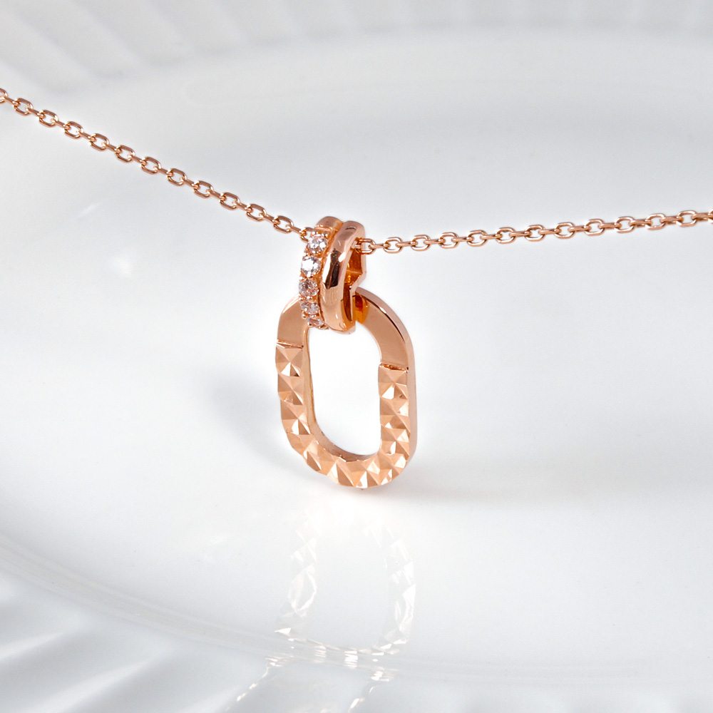트위 큐빅 라운드 커팅 딸랑이 펜던트 목걸이 기념일 여자 친구 선물 14K 18K - 상세 이미지 2