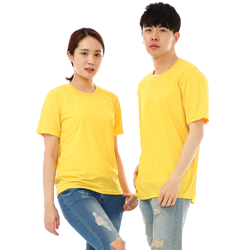 (16color)쿨론기능성노랑라운드 반팔티셔츠 식당 업소가게티 주방위생복 홀서빙복 - 상세 이미지 2