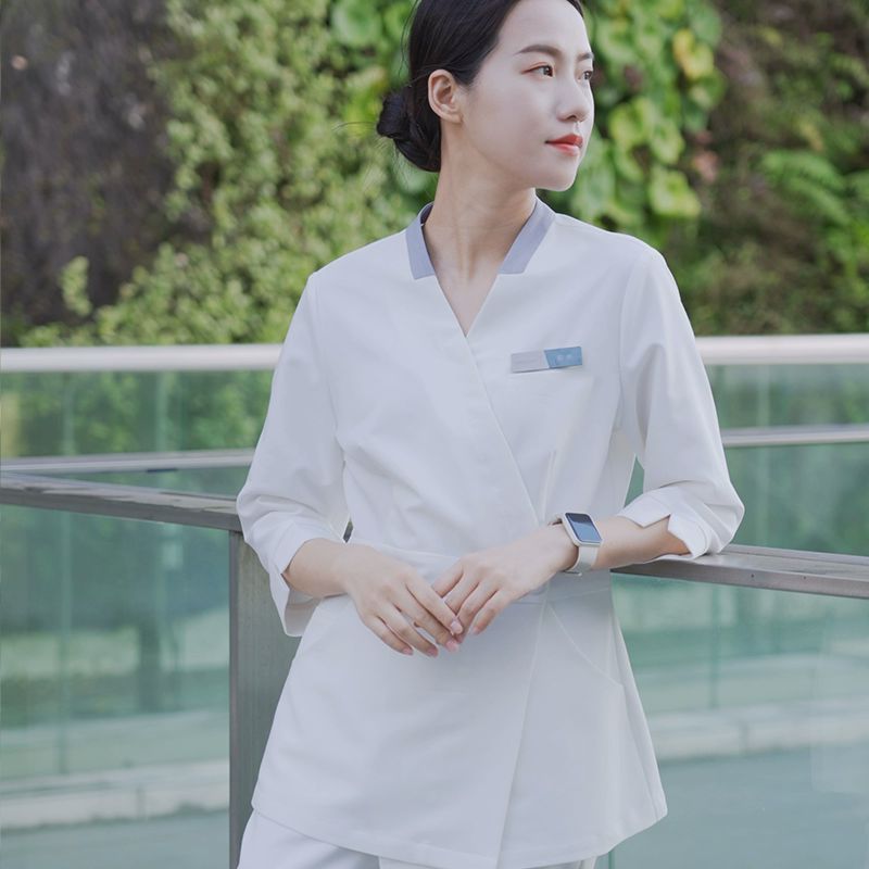 뷰티샵 에스테틱 관리사 가운 미용사 근무복 빅사이즈 유니폼 - 상품 이미지