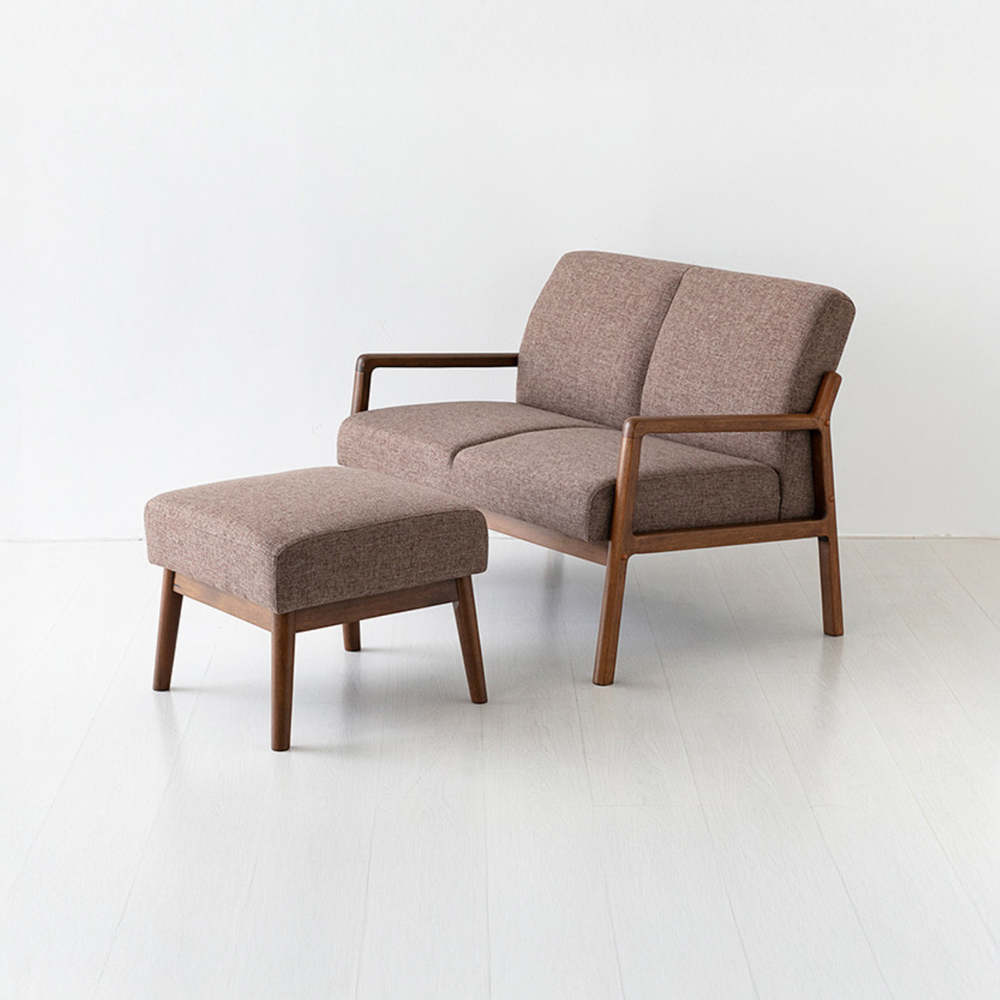 데니쉬 패브릭 2인 소파 + 스툴 세트