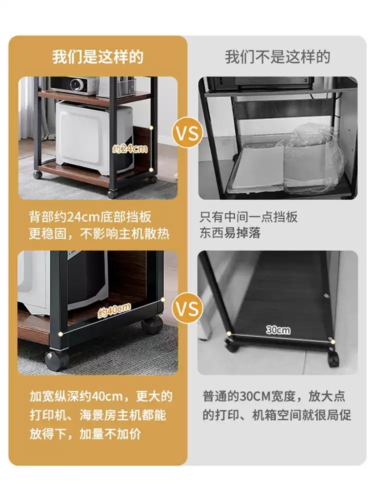 컴퓨터본체수납장 거치대 프린터 받침대 데스크탑 프린트 컴퓨터 사이드 보관 책상 - 상세 이미지 2