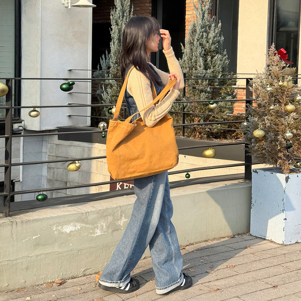 가벼운 캔버스 빅숄더백 여대생 대학생 가방 어깨메는가방 큰 대형 숄더백 이미지 6