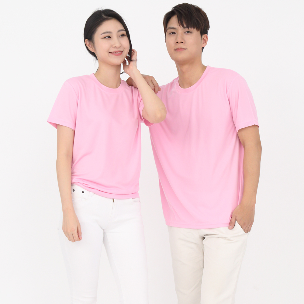 (16color)쿨론기능성연핑크라운드 반팔티셔츠 식당 업소가게티 주방위생복 홀서빙복 - 상세 이미지 3