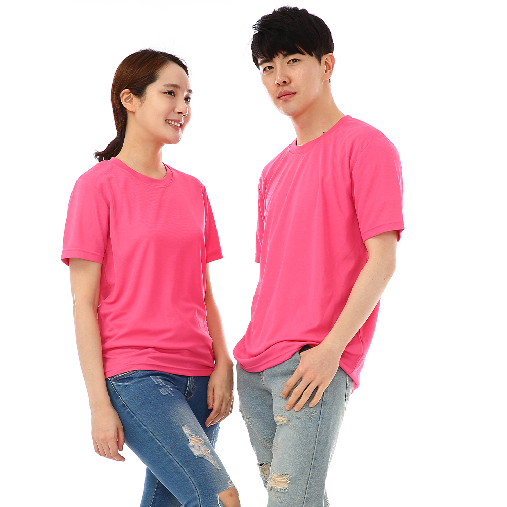 (16color)쿨론기능성핫핑크라운드 반팔티셔츠 식당 업소가게티 주방위생복 홀서빙복 - 상세 이미지 5
