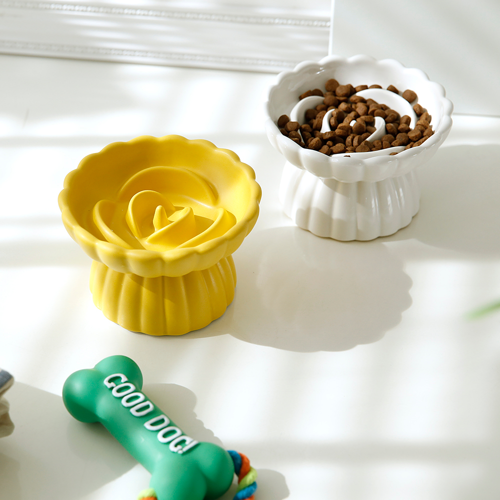 급체방지 슬로우 도자기 높이 밥그릇 사료 애견 고양이 강아지 대형견 중형견 소형견