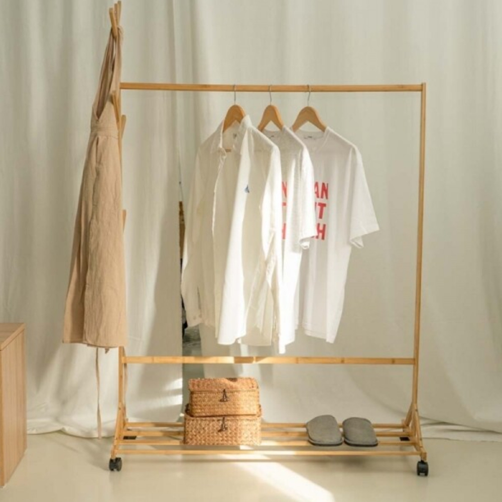 원목행거 사무실옷걸이 드레스룸 바퀴행거 선반
