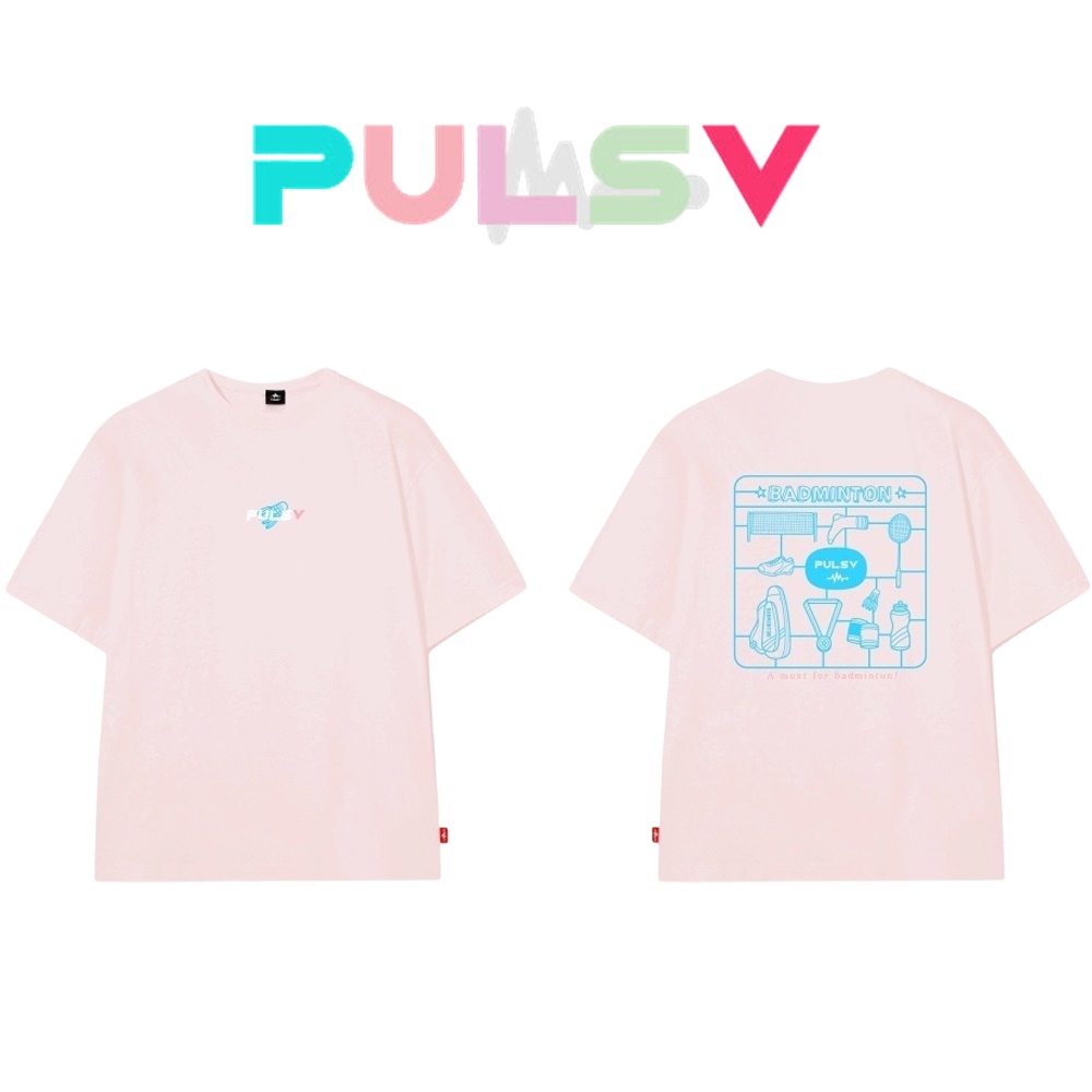 PULSV 펄스비 배드민턴 티셔츠 반팔 세미 오버핏 ARE YOU READY 핑크 남여공용 - 상품 이미지