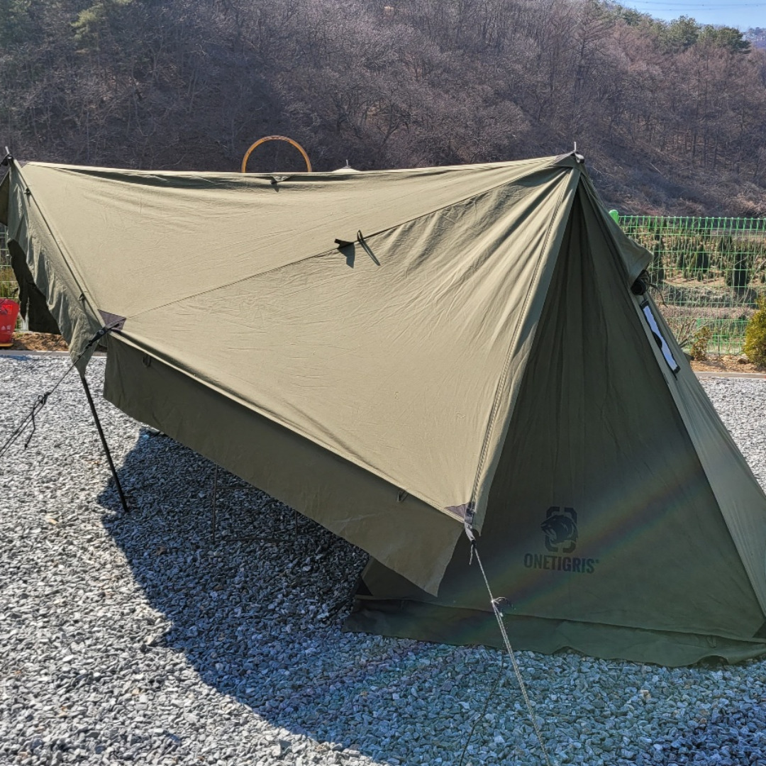 원티그리스 록쉴드 부시크래프트 캠핑 쉘터 A형텐트 2인용 코튼 TC면