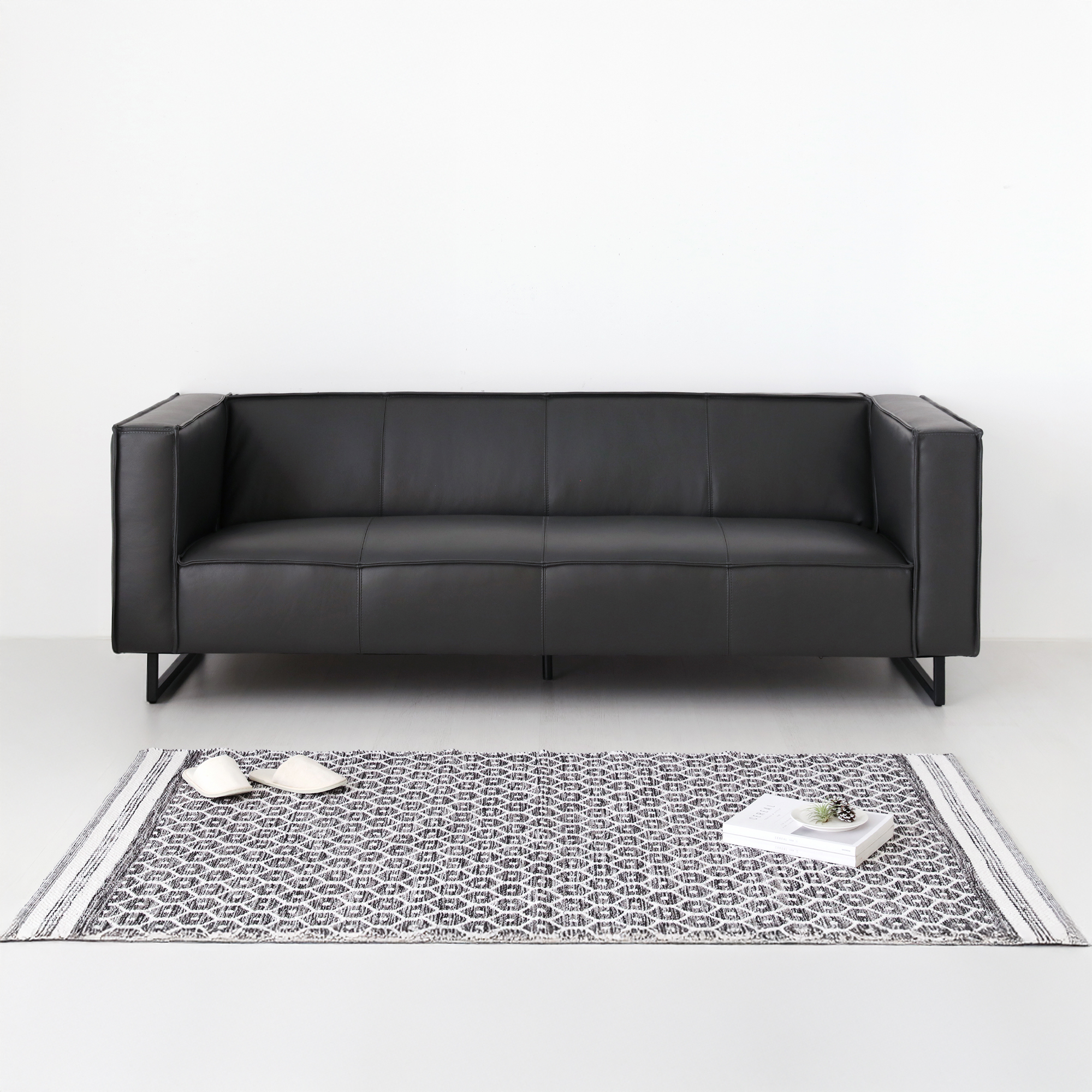 MATTONI 3인 이태리 가죽소파 건메탈 3950.0090