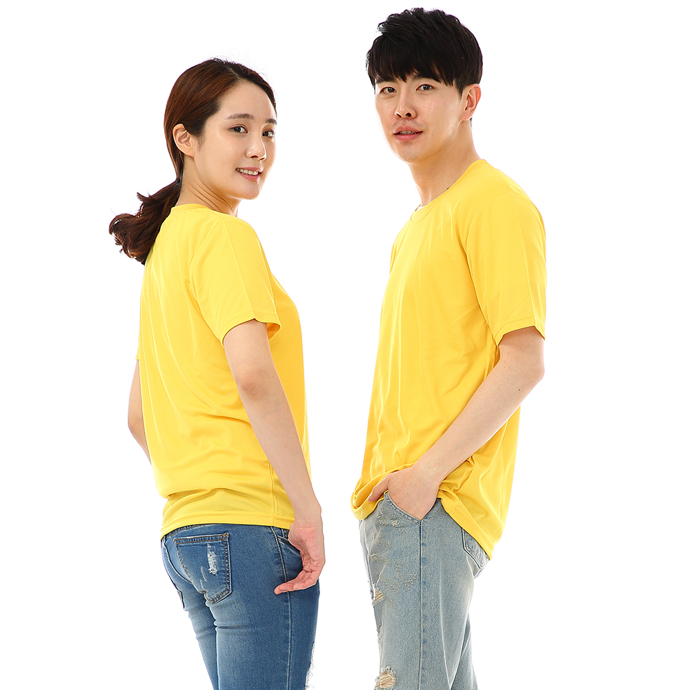 (16color)쿨론기능성노랑라운드 반팔티셔츠 식당 업소가게티 주방위생복 홀서빙복 이미지 6