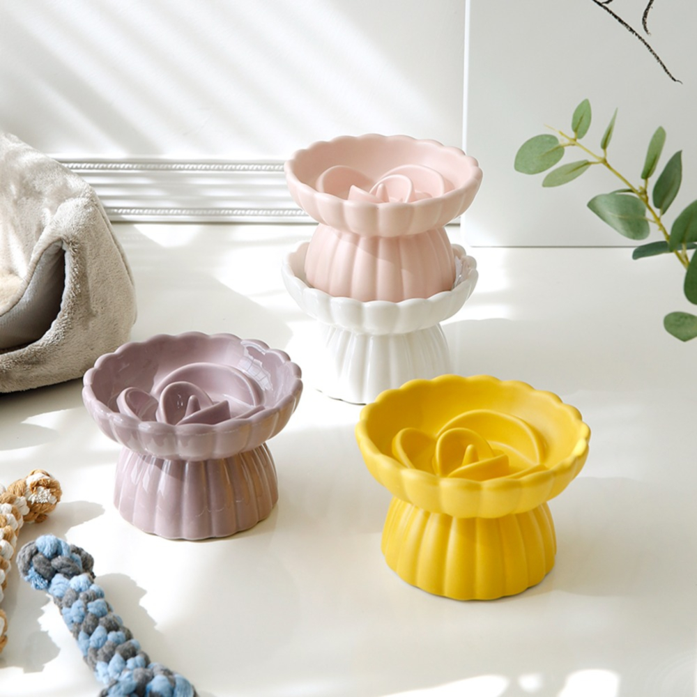 급체방지 슬로우 도자기 높이 밥그릇 사료 애견 고양이 강아지 대형견 중형견 소형견