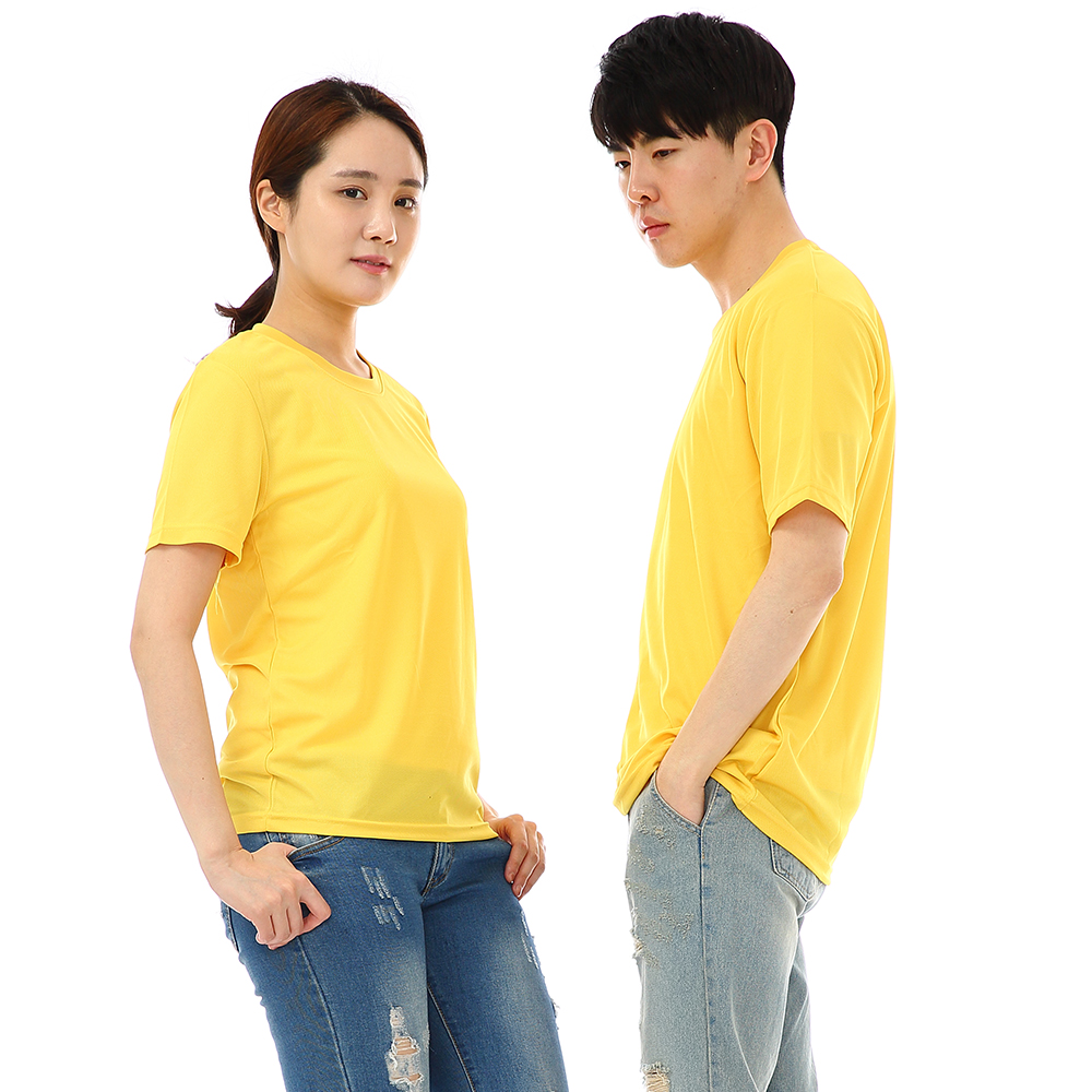 (16color)쿨론기능성노랑라운드 반팔티셔츠 식당 업소가게티 주방위생복 홀서빙복 - 상세 이미지 3