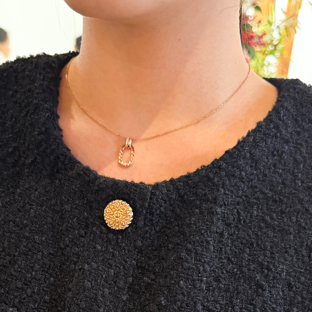 트위 큐빅 라운드 커팅 딸랑이 펜던트 목걸이 기념일 여자 친구 선물 14K 18K - 상품 이미지