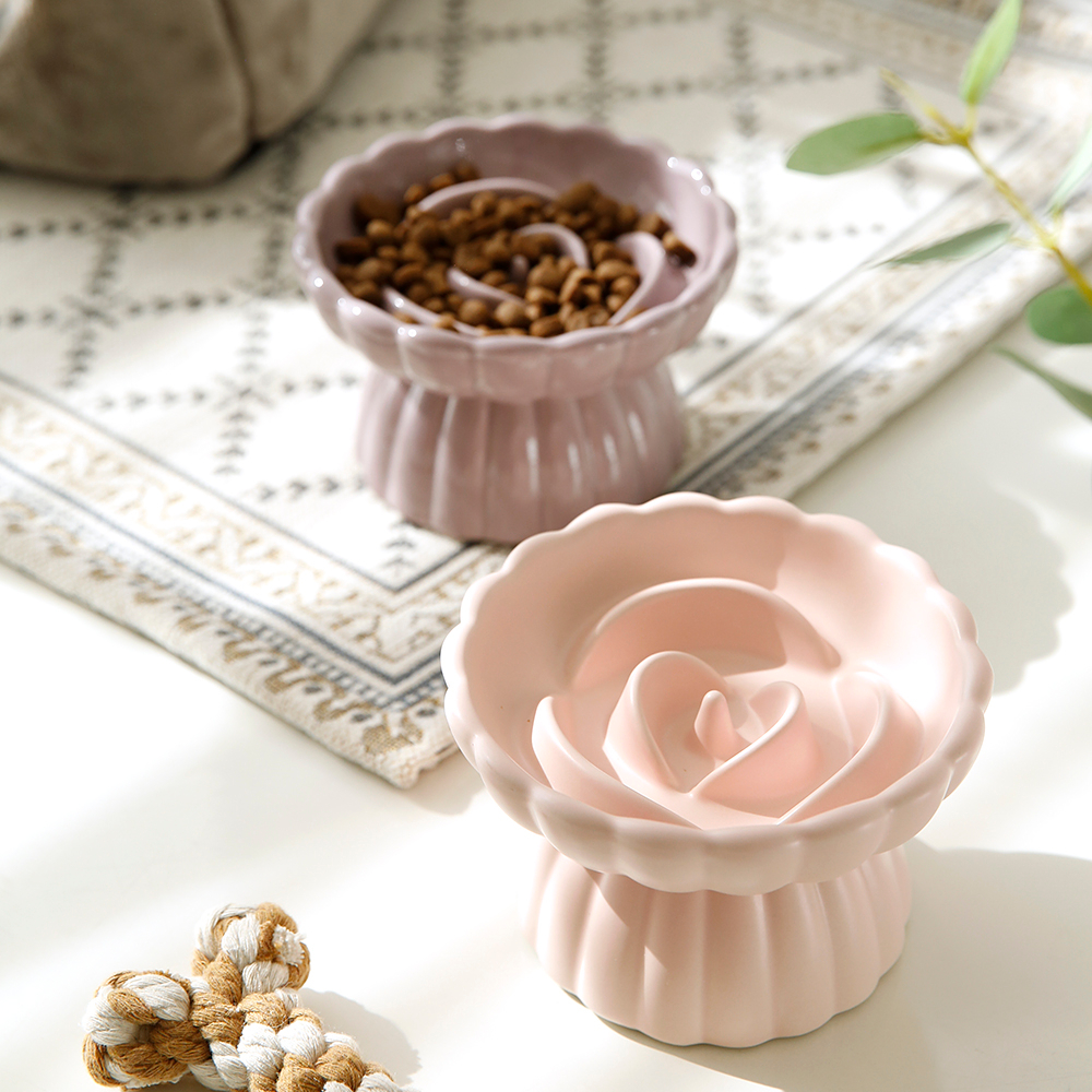 급체방지 슬로우 도자기 높이 밥그릇 사료 애견 고양이 강아지 대형견 중형견 소형견