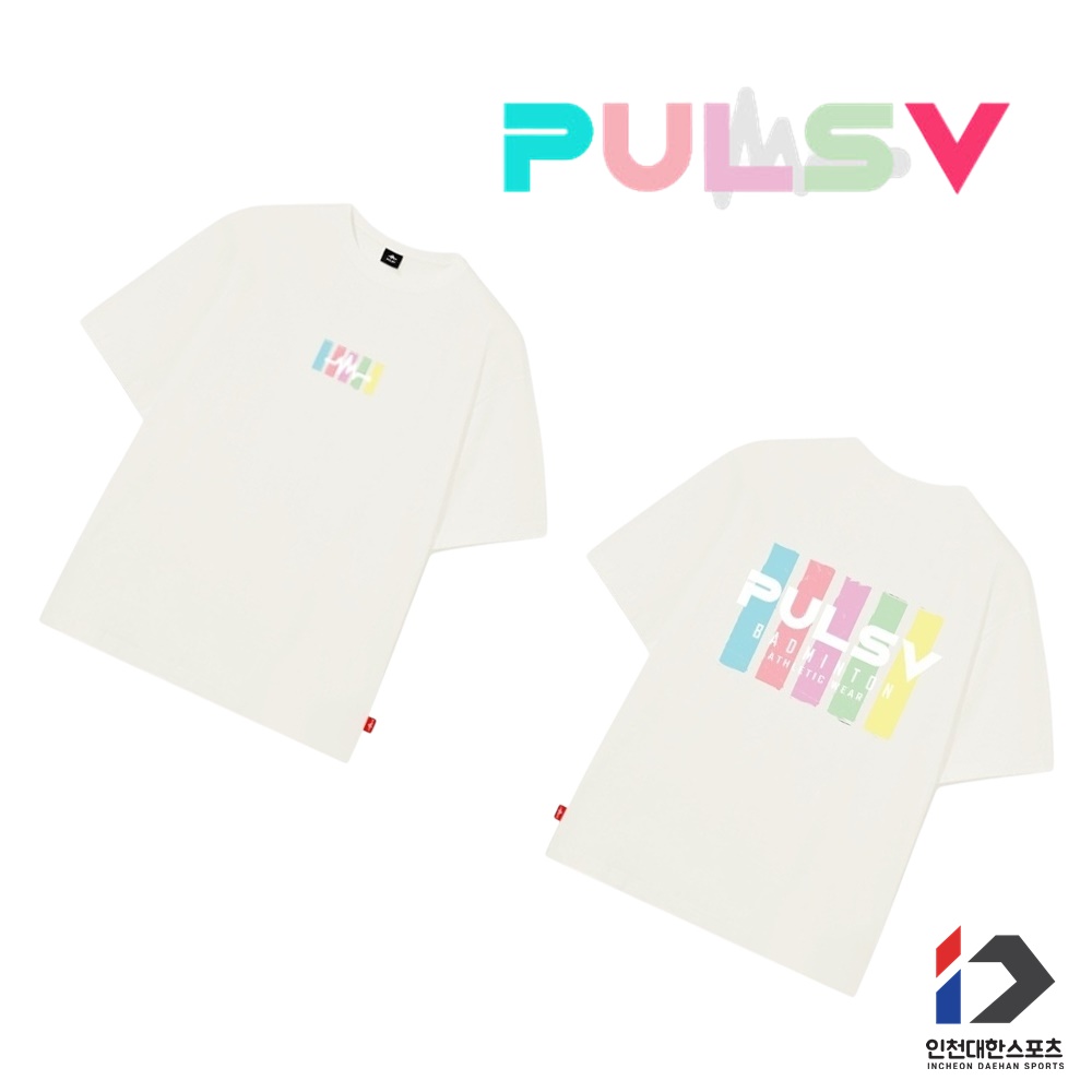 PULSV 펄스비 배드민턴 티셔츠 반팔 세미 오버핏 COLORFUL 베이지 남여공용 - 상품 이미지