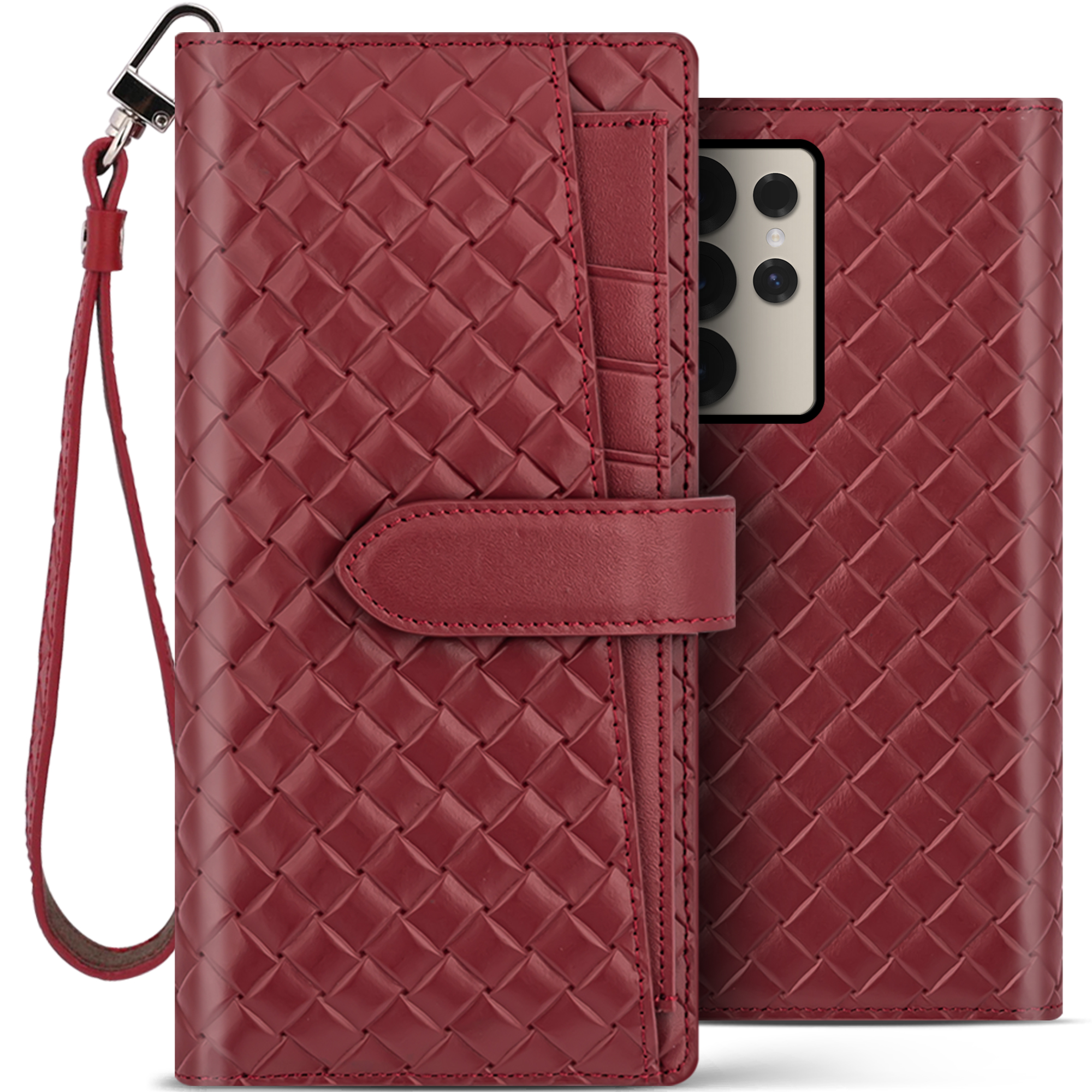 벨라벨루치 갤럭시 S25 울트라 비첸티노 카드포켓 지갑형 다이어리 핸드폰 케이스 마호가니레드 - 상품 이미지