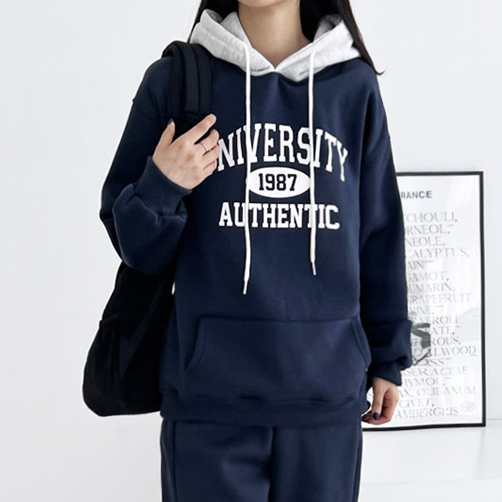 모자큰후드티 두꺼운 기모 여성 겨울 오버핏 맨투맨 후드 스웻셔츠 - 상세 이미지 2