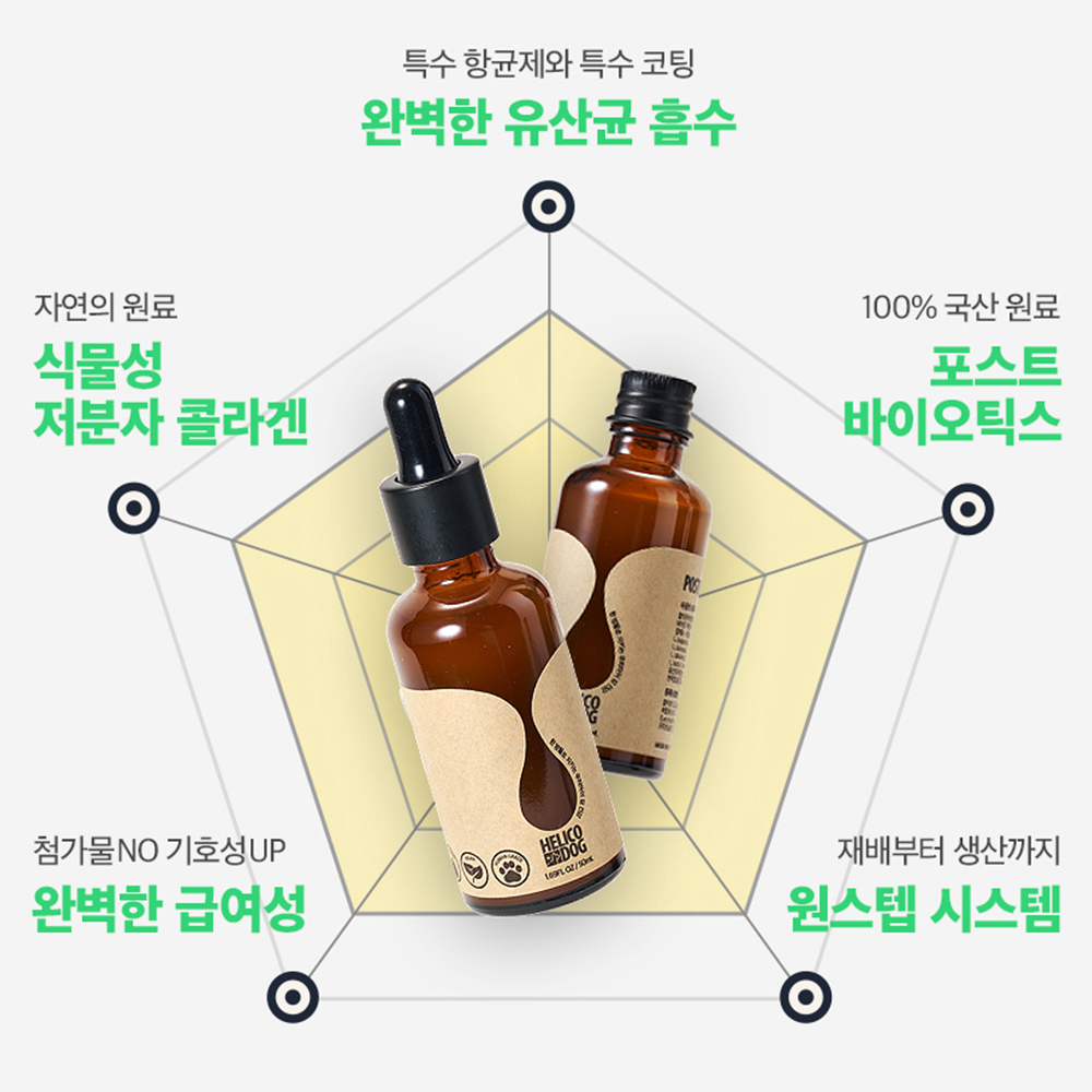 무지조타 헬리코독 강아지 유산균 흡수빠른 고농축액상 유산균영양제 강아지고양이겸용 - 상세 이미지 3