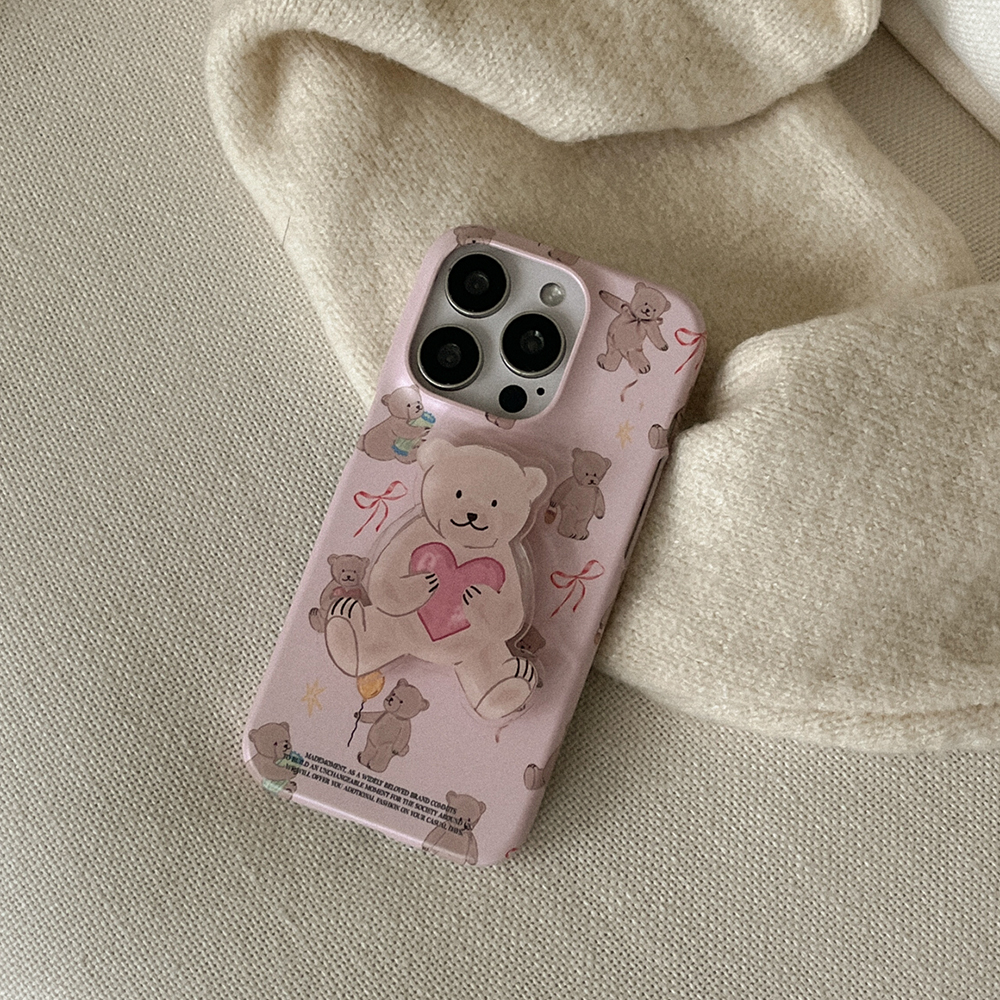 sweet bear pattern 아이폰 16pro 케이스 하드 - 상세 이미지 4
