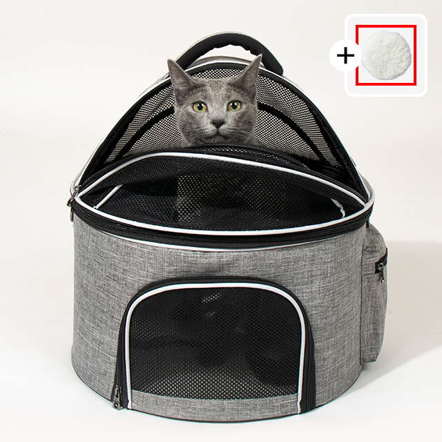 리스펫 고양이 숨숨 돔형 이동장 이동가방 켄넬 본품+화이트방석, 단일사이즈 제품 이미지